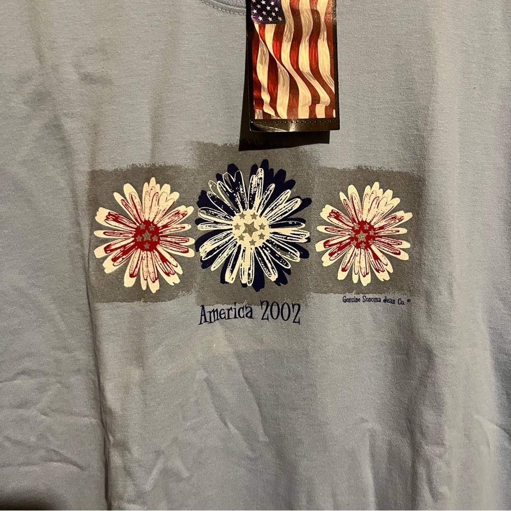 Sonoma NWT America 2002 Light Blue Floral Shirt Women’s Size XL Vintage 2000’s - Picture 2 of 7